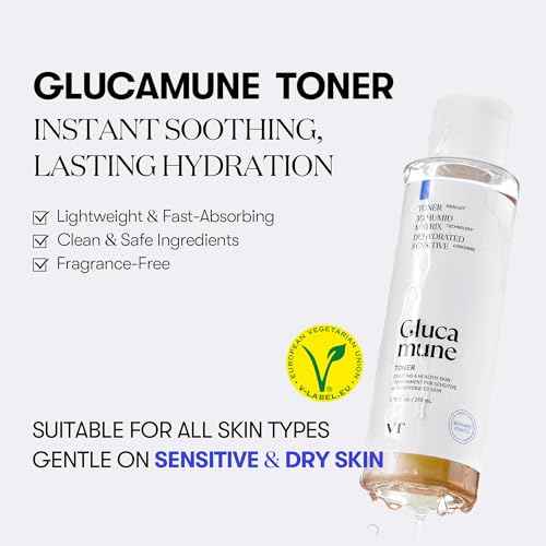 VT COSMETICS Glucamune Facial Toner with Snow Mushroom, Hydrating & Soothing for Dry, Sensitive, and Combination Skin, Vegan Toner, Fragrance-Free, Korean Skincare (6.76 fl. oz.)
