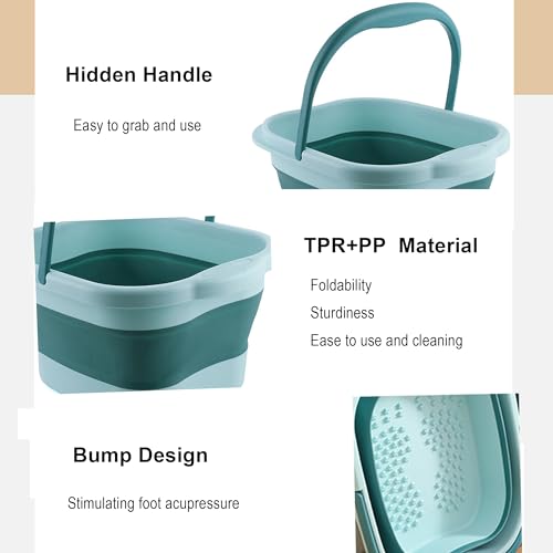 Collapsible Foot Bath Tub – 15L Portable Soak Bucket with Massage Points