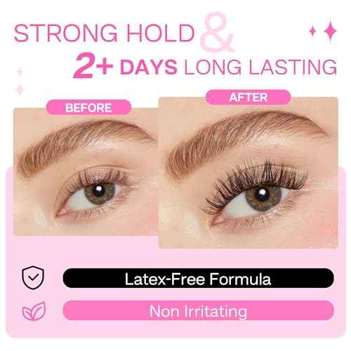 CALAILIS Lash Glue, Cluster Lash Glue, Lash Extension Glue, Super Strong Hold 48 Hours Long Lasting Eyelash Glue for Lash Cluster, Waterproof, Non-Irritating, Fast Drying Lash Glue, 2Pack