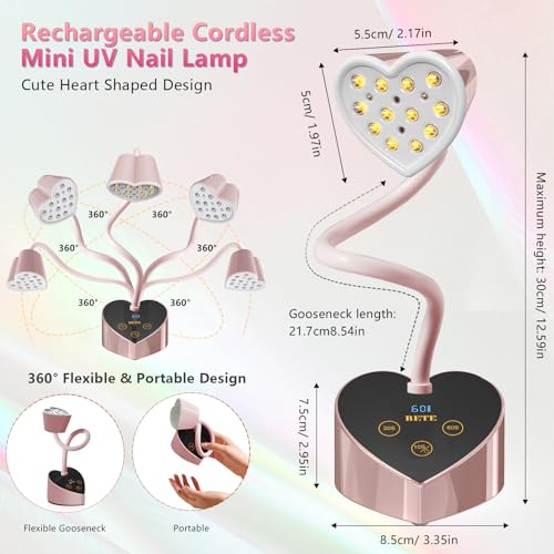 BETE Mini UV Nail Lamp - 30W Cordless Gooseneck Nail Dryer