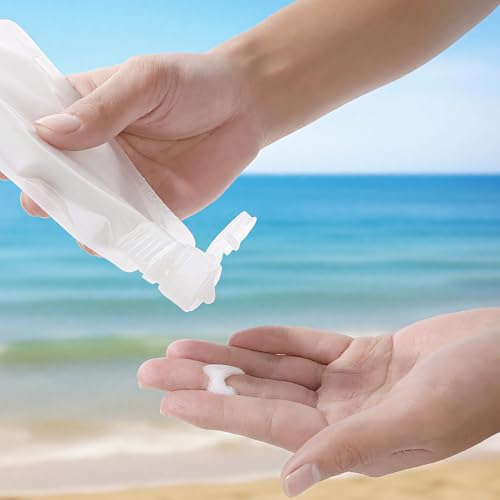 6 Pack 100ml Travel Toiletries Bottles, Clear Refillable Squeeze Pouches