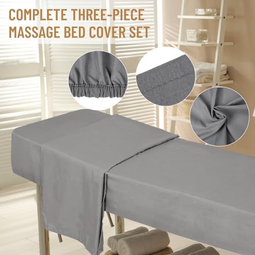 12 Pcs 4 Sets Premium Microfiber Massage Table Sheet Set, Include Massage Table Cover, Massage Fitted Sheet, Massage FacFBAUS-LXX2302821e Rest Cover for Beauty Salon Spa Hair Salon (Grey)