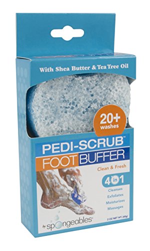 Spongables Pedi Scrub Foot Exfoliating 20+ Wash Sponge, Clean & Fresh, 3 Count