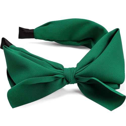 WantGor Bow Headbands for Women, Big Bowknot Hair Hoop Women Knotted Wide Turban Headbands Hair Band Bows (Green, Large)