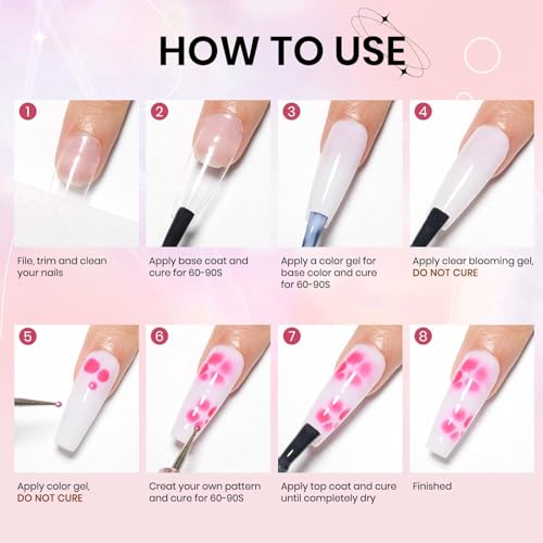 Clear Blooming Gel Nail Polish, 15ml Blossom Polish for Spreading