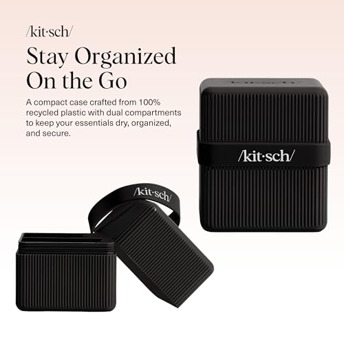 Kitsch 2-Compartment Travel Soap Case – Leak-Proof Bar Soap Holder, Black