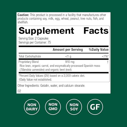 Standard Process Zymex Capsules - Digestive Health Support - Supports Intestinal Health & Balanced pH - Gut Health Supplement with Rice Bran, Spanish Moss, Carrots & Beets - Non-Dairy - 150 Capsules