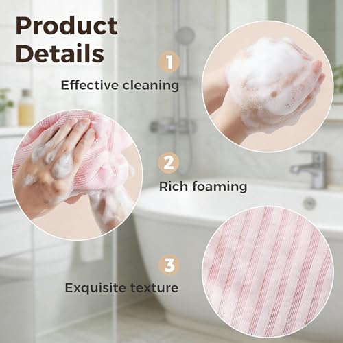 47-Inch Exfoliating Shower Towel Dual-Sided Back Scrubber