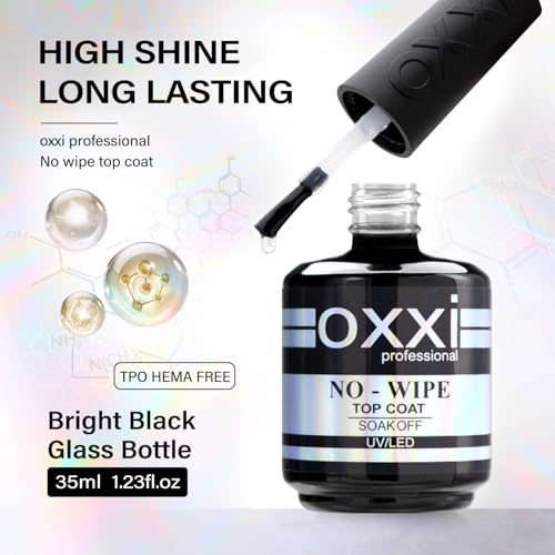 OXXI Professional 35ML*2 Rubber Base Gel Polish and No Wipe Top Set Tpo Hema Free Large Capacity Nail Base and Top Coat