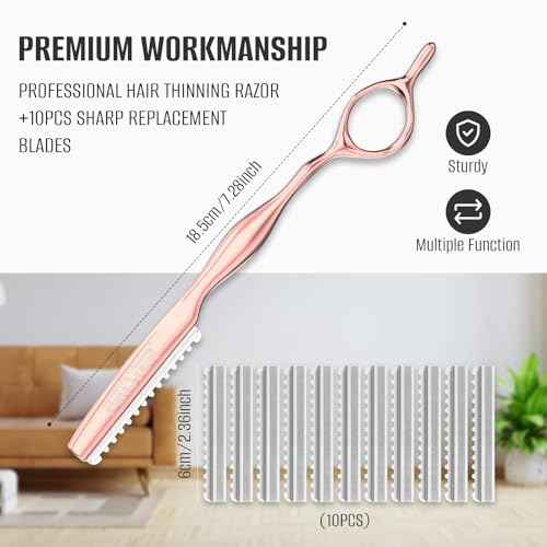 Hair Razors for Cutting Hair, Professional Hair Styling Texturizing Razor, Stainless Steel Hair Thinning Razor Kit with 10 Replacement Blades, Premium Hair Cutting Tool for Salon and Home