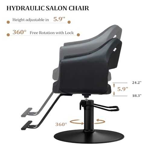 OmySalon Barber Chair - Heavy Duty Hydraulic Pump 330lbs