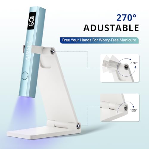 AIRSEE Cordless Mini Nail Lamp with Display & Stand for Gel Nails, Rechargeable, Fast Curing