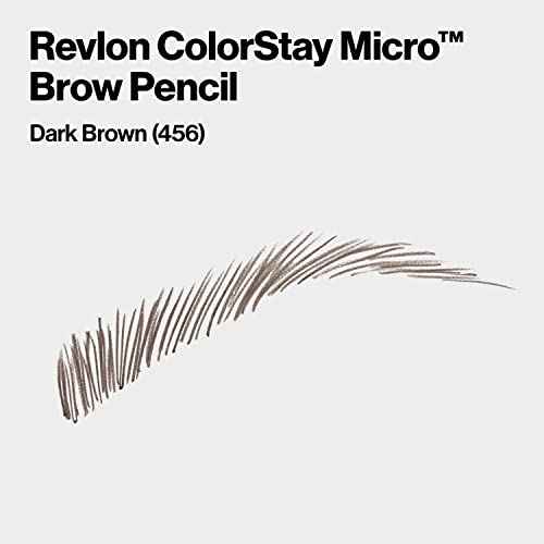 Revlon ColorStay Micro Eyebrow Pencil with Built In Spoolie Brush, Infused with Argan and Marula Oil, Waterproof, Smudgeproof, 456 Dark Brown, 0.003 oz