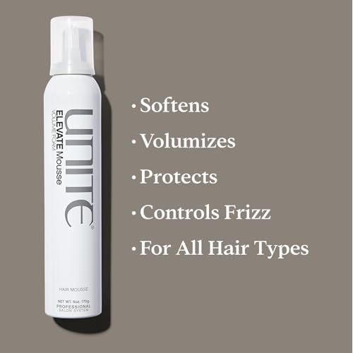 UNITE Hair ? ELEVATE Mousse ? Weightless Styling Foam for Full-Bodied Volume, Shine & Flexible Hold ? Frizz-Free Finish ? UV & Thermal Protection ? 6 Oz