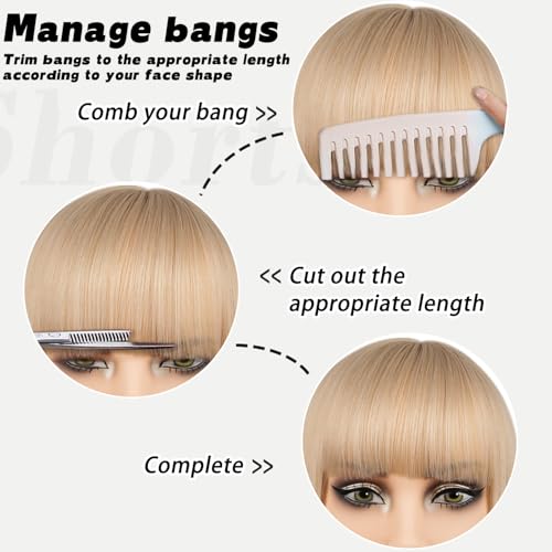 MAYSA 12-Inch Blonde Bob Wig with Bangs - Natural Look Synthetic Hair