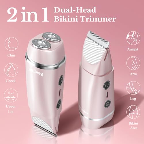 Bluefair 2-in-1 Bikini Trimmer for Women - Waterproof Electric Shaver