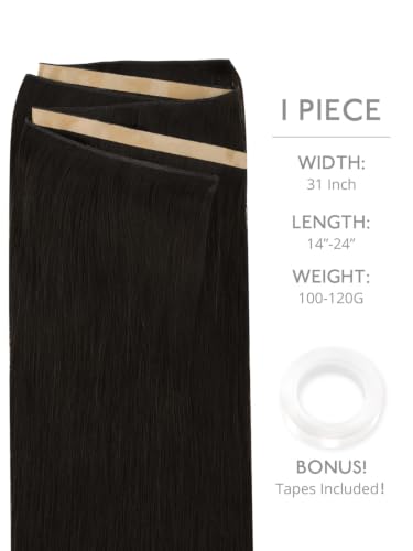 WENNALIFE 24'' Tape In Weft Hair Extensions - Natural Black, Remy
