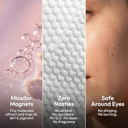 FOMIN Mini Makeup Remover Wipes - Unscented Face Wipes, 64 Count