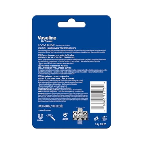 Vaseline Lip Therapy Cocoa Butter Twin Pack - 2 Count, Hydrating Lip Balm