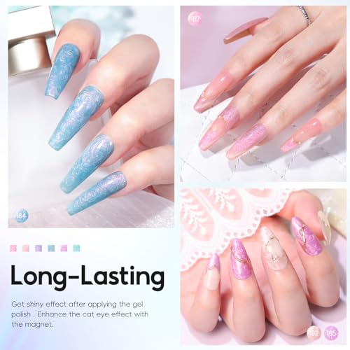 PEACECOLOR Cat Eye Gel Nail Polish Set - 6 Colors Magnetic
