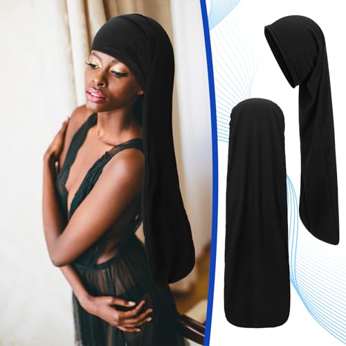 Twistover 2 Jumbo Dreadlock Cap Hair Dreads Head Wrap, Black, 30In