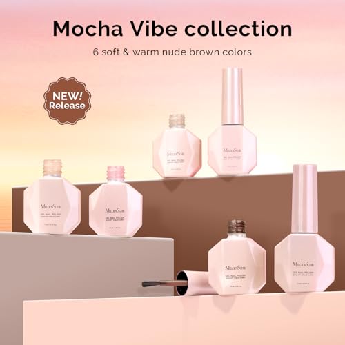 MelodySusie Mocha Vibes Gel Nail Polish Set - 6 Neutral Colors for Manicure & Nail Art