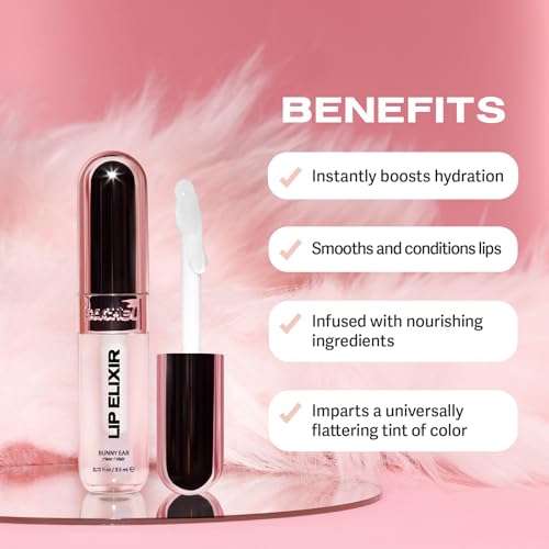 Sacheu Lip Elixir Nourishing Lip Glaze and Lip Tint Gloss. High-Shine Lip Gloss. Moisturizing Lip Gloss Enriched with Lip Oils For Hydrating Smooth Finish, Cruelty-Free (Clear)