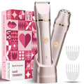 2 in 1 Electric Shaver for Women, Dry/Wet Use for Bikini, Armpit, Face & 12 Precision Areas, Rechargeable Purple Shaver with Detachable Head, Golden Purple