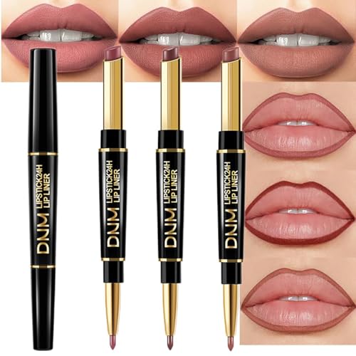 3-Piece 2-in-1 Lip Liner & Lipstick Set – Matte 24HR Wear