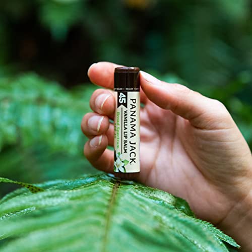 Panama Jack Sunscreen Lip Balm - SPF 45, Broad Spectrum UVA-UVB Sunscreen Protection, Prevents & Soothes Dry, Chapped Lips, Vanilla, 12-pack