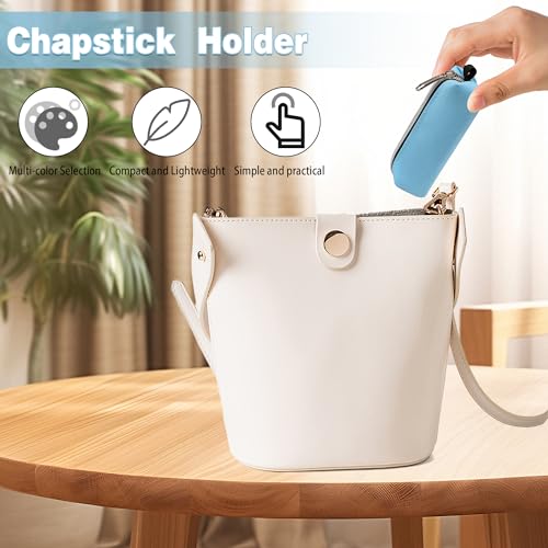 Chapstick Holder Keychain, 6-Pack Lip Balm Pouch with Clip