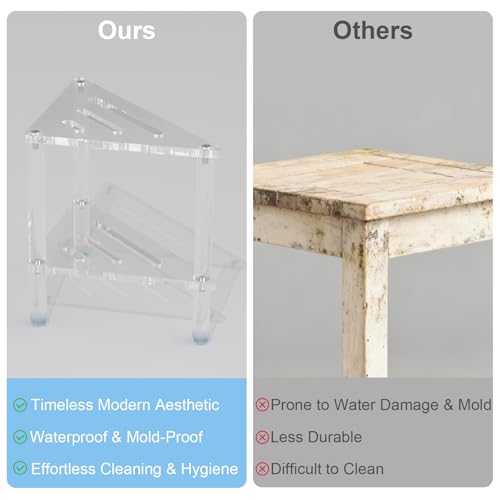 Acrylic Corner Shower Stool for Shaving Legs, Heavy Duty Shower Foot Stool for Inside Shower, Acrylic Corner Shower Bench Shower Shaving Foot Rest for Shaving Legs, Shower Step Corner Stool