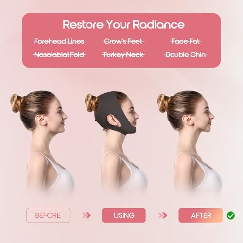 Chin Strap for Sleeping, Double Chin Strap - Double Chin Mask & Face Slimming Mask - Breathable Face Lifter & V Line Mask - Reusable Vline Face Lifting Mask for Women, Chin Lift Mask, Black