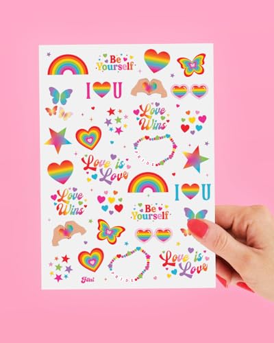 xo, Fetti Pride Rainbow Temporary Tattoos - 60 Pack