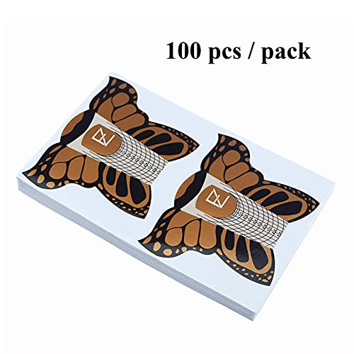 100pcs Nail Form Sticky Nail Forms for Builder Gel Reusable Sturdy Nail Extension Forms Nail Forms for Acrylic Nails Builder Gel Nail Forms, Self-Adhesive Paper Nail Forms Molds Builder NTF038-100pc