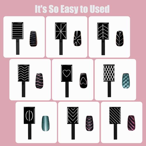 Dr.nail Pink Cat Eye Magnet Nail Art Kit - 11 Pcs DIY Manicure Set