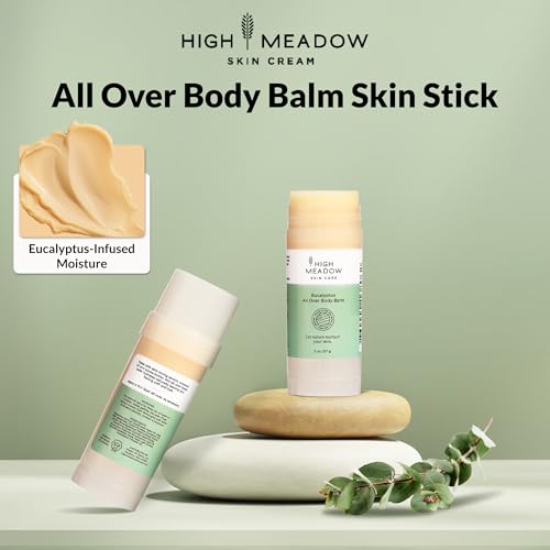 High Meadow Eucalyptus All Over Body Balm Stick - 2 oz | Deep Moisturizing Lanolin, Coconut Oil & Cocoa Butter Blend | Hydrates Dry Skin Naturally | Portable, Non-Greasy & Refreshing
