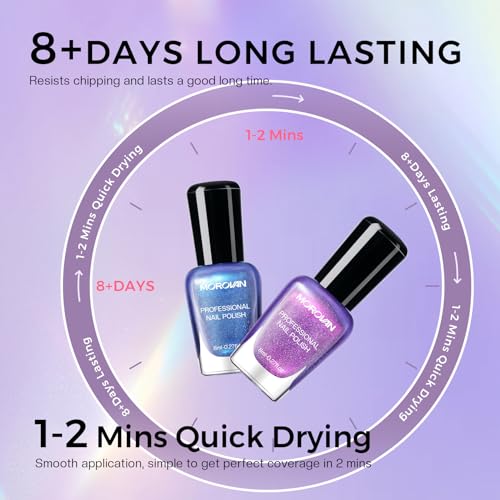 Morovan Ombre Nail Polish Set - Iridescent Holographic Colors