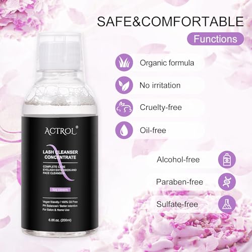 ACTROL Ice Cream Lash Shampoo Concentrate 200ml - Makes Up to 40 Foam Bottles (Ice-Cream Variant)