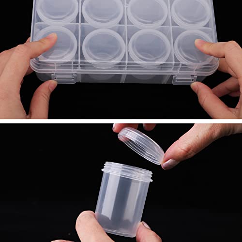 Segbeauty Clear Gem Organizer Box with 12 Compartment Jars