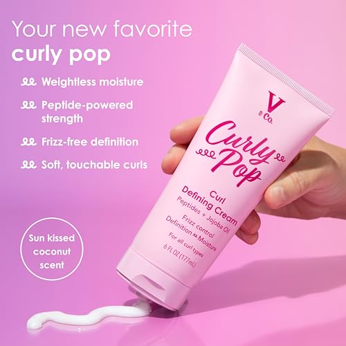 V&Co. Curly Pop Curl Defining Cream 6oz - Moisturizing Frizz Control for Curly Hair