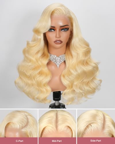 613 13x6 Lace Front Wig - 26 Inch Blonde Body Wave Human Hair