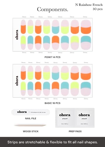 ohora Semi Cured Gel Nail Strips - French Manicure Wraps