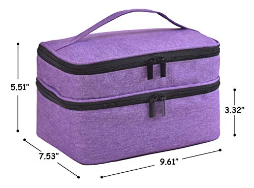 Purple Nail Polish Organizer Holds 30 Bottles Double Layer Travel Case