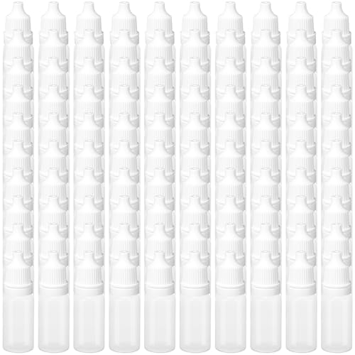 100 Pcs Plastic Dropper Bottles Squeezable Eye Liquid Dropper with Caps and Plug for Oil Eye Liquid Storage (15 ml)