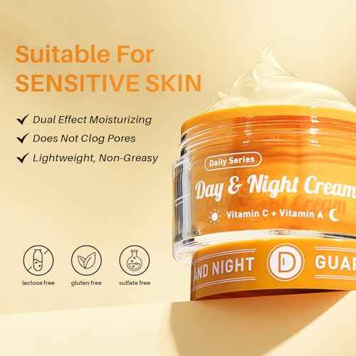 Day/Night Cream Set, Anti-Wrinkle Hydrating Day Gel with Vitamin C, Firming Renewal Night Cream with Vitamin A, 2-in-1 Anti-Aging Duo for All Skin Types, 2 * 1.7 Fl Oz