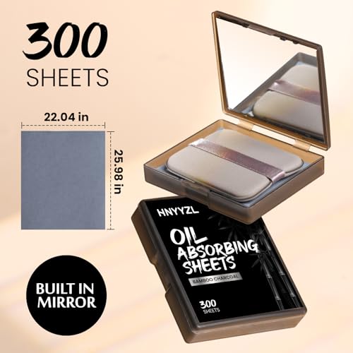 Oil Blotting Papers 300pcs with Mirror Box & Puff