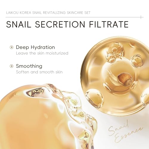LAIKOU Snail Skin Care Set 5pc Kit - Cleanser, Toner, Serum, Eye Cream