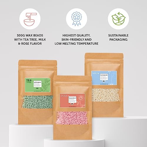 Waxer II Waxing Kit for Women and Men Non-Sticky, Teflon-Coated - Wax Warmer for Hair Removal incl. 300g Wax Beads, 20 Spatulas