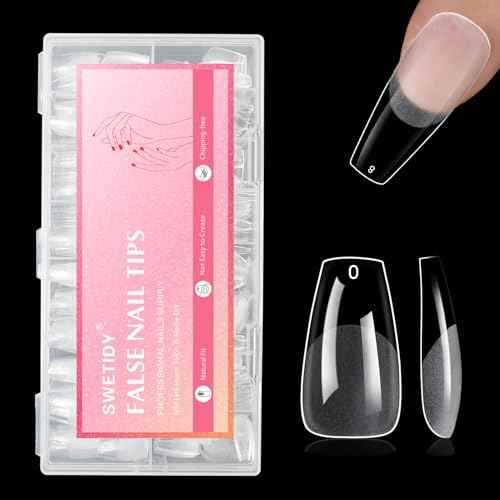 Coffin Gel Fake Nail Tips, 600PCS Medium Clear Coffin, Half Matte Soft Acrylic False Nail Tips for Press On Nails Extension Salon Home DIY Beginner,15 Sizes